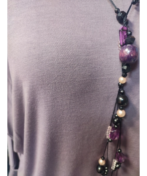 Dzianinowa bluzka z długim rękawem KIMONO i golfem - mocca